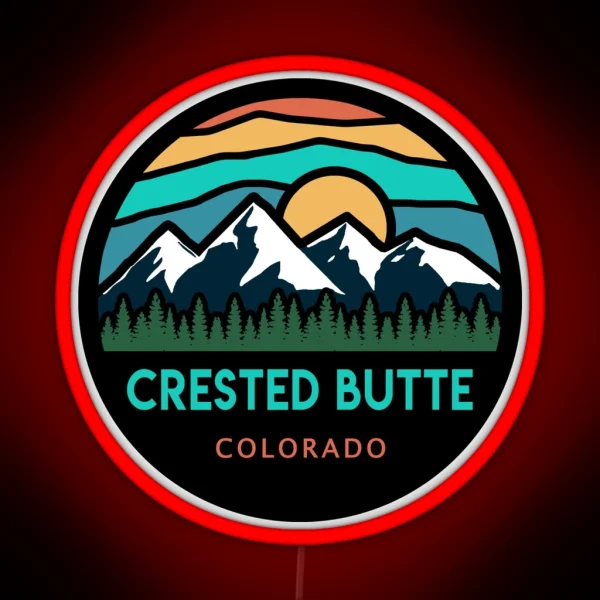 Crested Butte Colorado Mountain Scene RGB Neon Sign