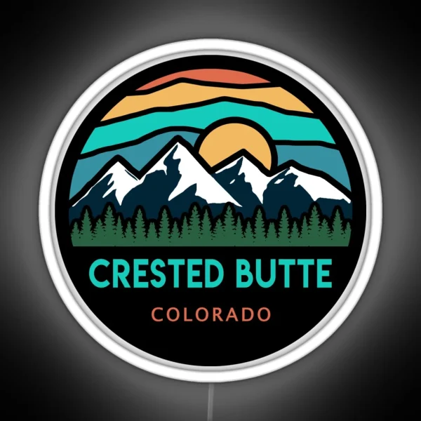 Crested Butte Colorado Mountain Scene RGB Neon Sign