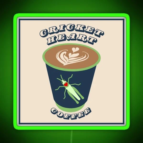 Cricket Heart Coffee RGB Neon Sign