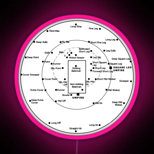 CRICKET PITCH POSITIONS Fielding Positions Diagram RGB Neon Sign