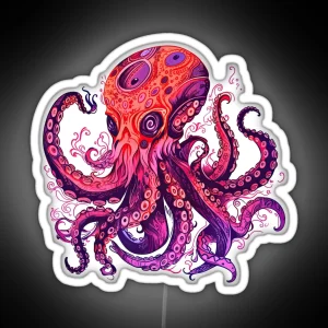 Crimson Mystic Octopus RGB Neon Sign