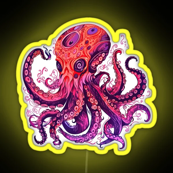 Crimson Mystic Octopus RGB Neon Sign