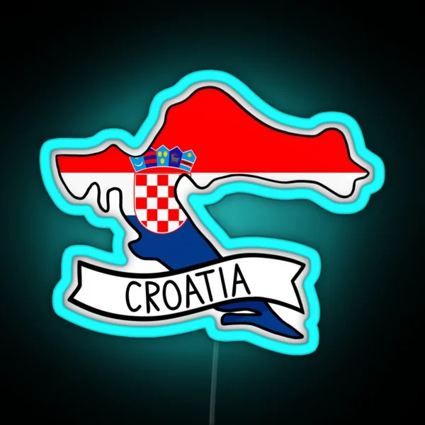 Croatia Flag Map Led RGB Neon Sign