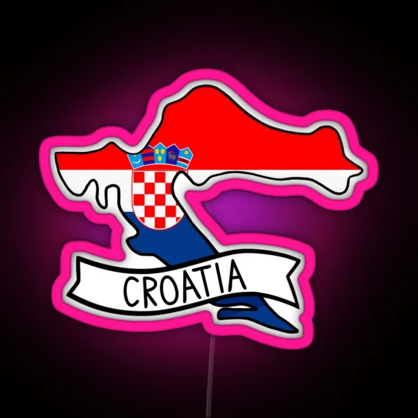 Croatia Flag Map Led RGB Neon Sign