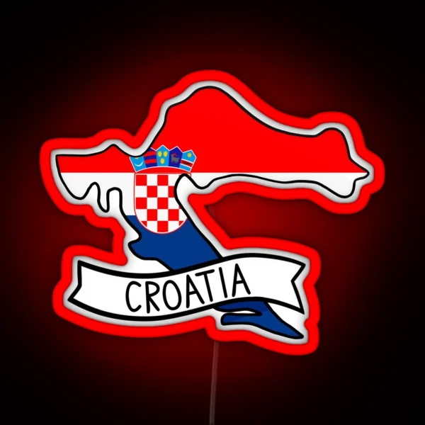 Croatia Flag Map Led RGB Neon Sign