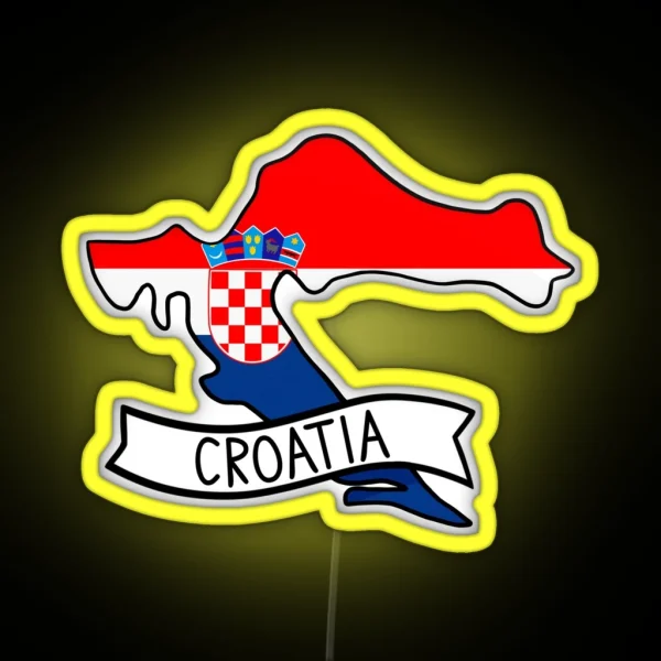 Croatia Flag Map Led RGB Neon Sign