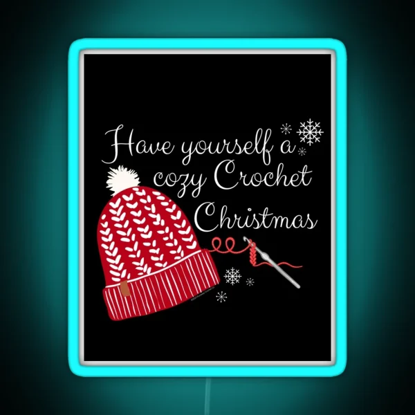 Crochet Christmas Cozy Hat RGB Neon Sign