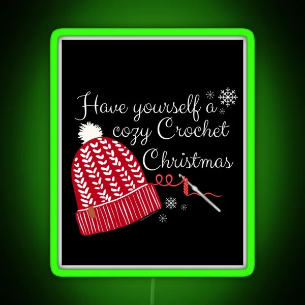 Crochet Christmas Cozy Hat RGB Neon Sign