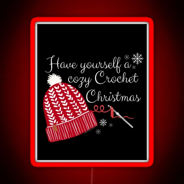 Crochet Christmas Cozy Hat RGB Neon Sign