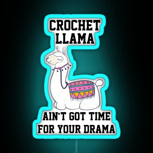 Crochet Funny Gift Crochet Llama Saying RGB Neon Sign