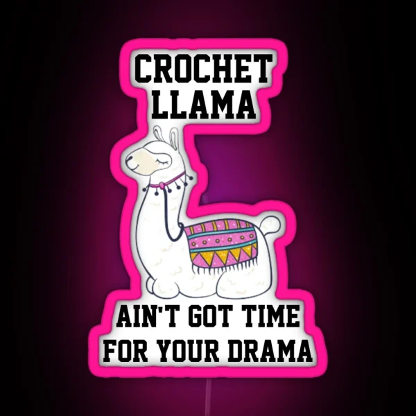 Crochet Funny Gift Crochet Llama Saying RGB Neon Sign