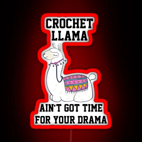 Crochet Funny Gift Crochet Llama Saying RGB Neon Sign