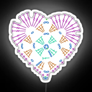 Crochet Granny Square Heart Motif Crochet Art Pattern RGB Neon Sign