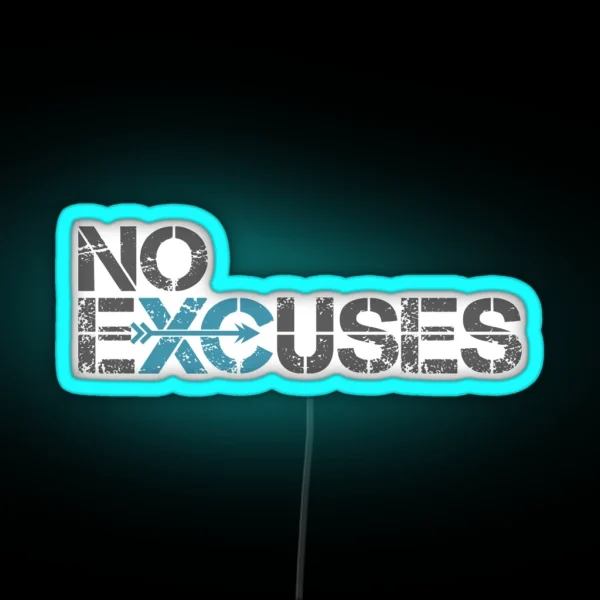 Cross Country Running No Excuses RGB Neon Sign