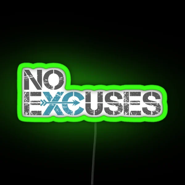 Cross Country Running No Excuses RGB Neon Sign