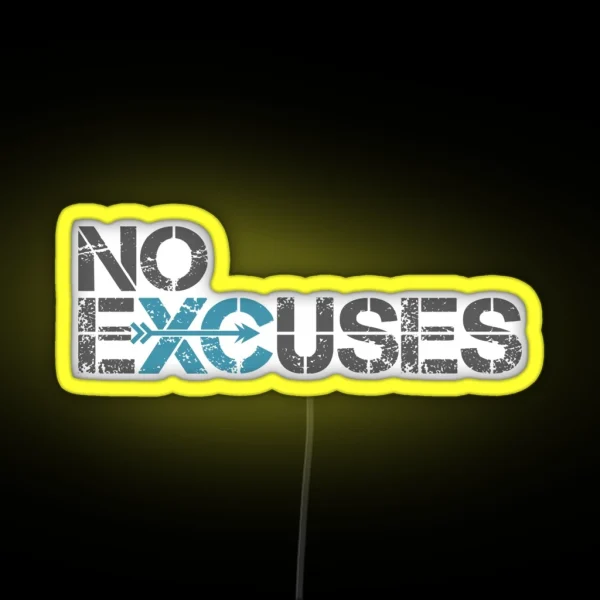 Cross Country Running No Excuses RGB Neon Sign