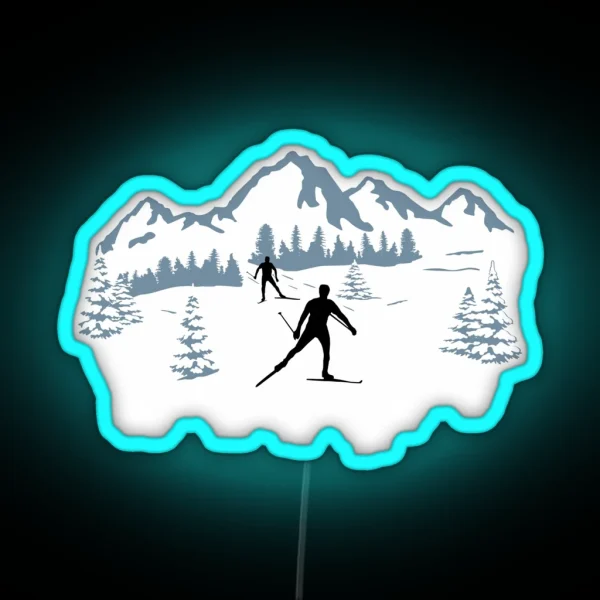 Cross Country Skiing Cross Country Skier And Winter RGB Neon Sign