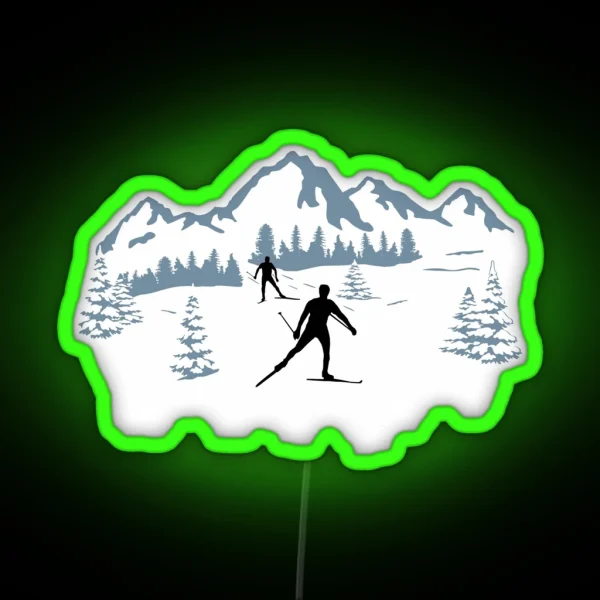 Cross Country Skiing Cross Country Skier And Winter RGB Neon Sign