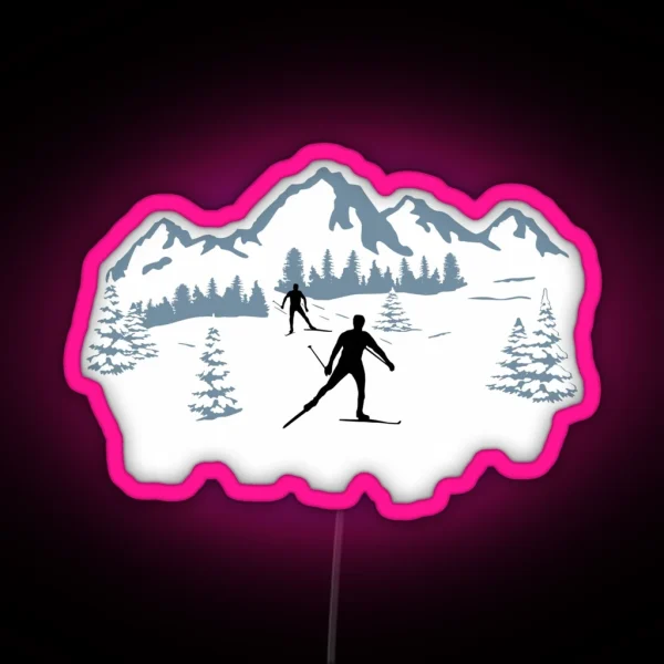 Cross Country Skiing Cross Country Skier And Winter RGB Neon Sign