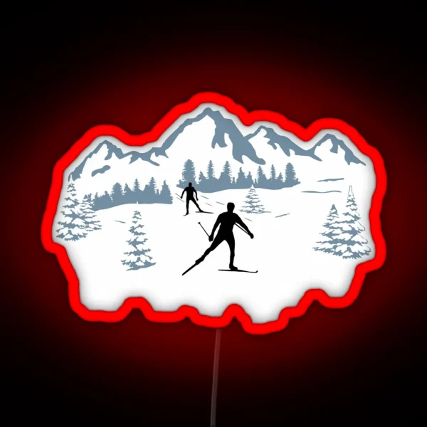 Cross Country Skiing Cross Country Skier And Winter RGB Neon Sign