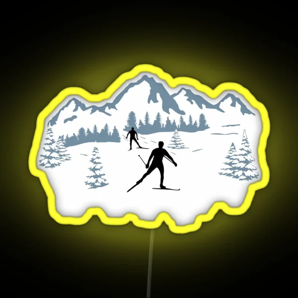 Cross Country Skiing Cross Country Skier And Winter RGB Neon Sign