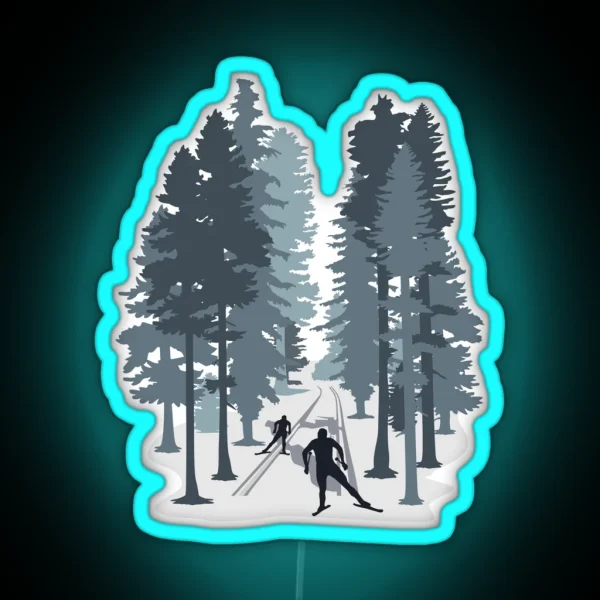 Cross Country Skiing Cross Country Skier And Winter RGB Neon Sign