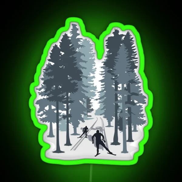 Cross Country Skiing Cross Country Skier And Winter RGB Neon Sign