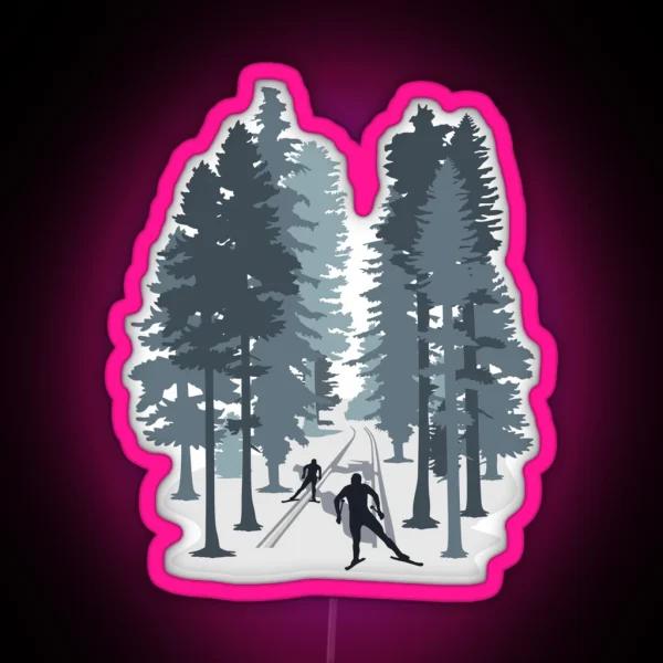 Cross Country Skiing Cross Country Skier And Winter RGB Neon Sign