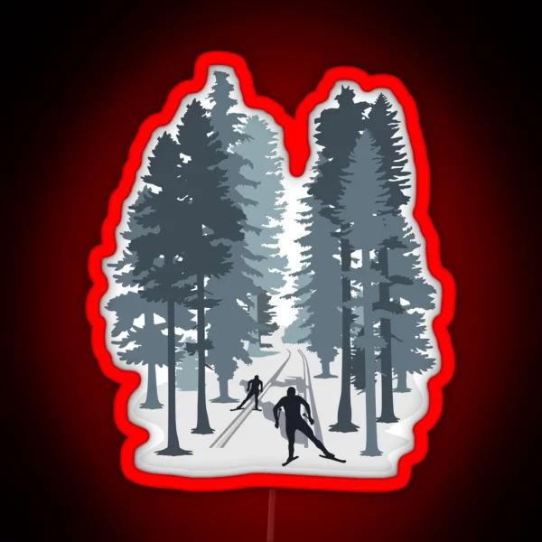 Cross Country Skiing Cross Country Skier And Winter RGB Neon Sign