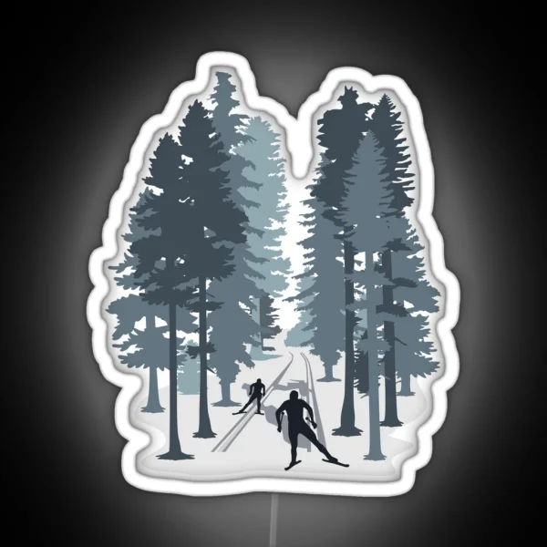 Cross Country Skiing Cross Country Skier And Winter RGB Neon Sign