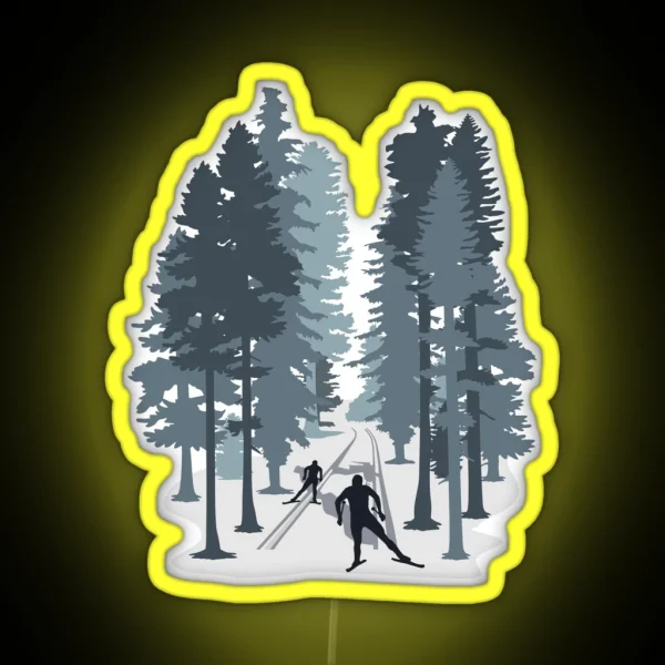 Cross Country Skiing Cross Country Skier And Winter RGB Neon Sign