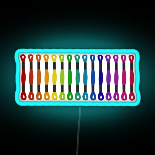 Cross Stitch Embroidery Skeins Rainbow RGB Neon Sign