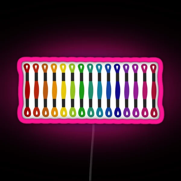 Cross Stitch Embroidery Skeins Rainbow RGB Neon Sign
