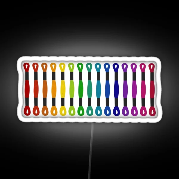 Cross Stitch Embroidery Skeins Rainbow RGB Neon Sign