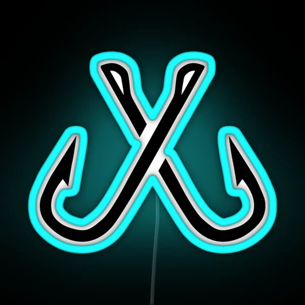 Crossed Fishing Hooks RGB Neon Sign