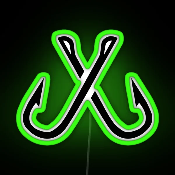Crossed Fishing Hooks RGB Neon Sign