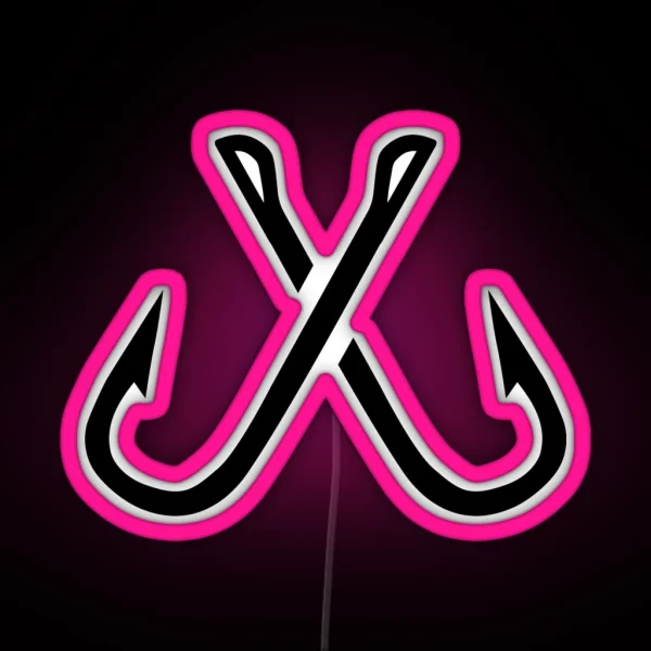 Crossed Fishing Hooks RGB Neon Sign