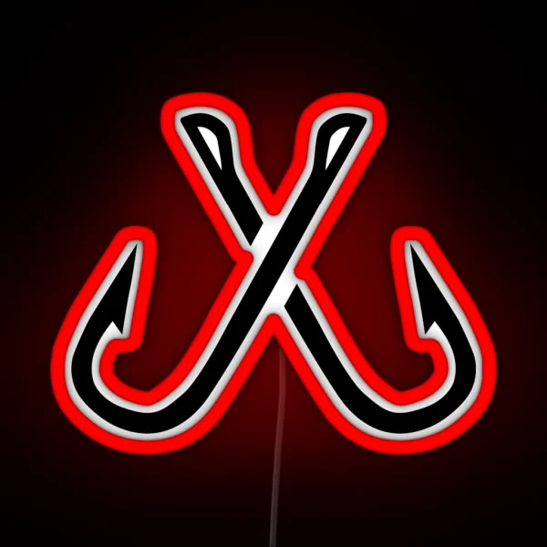 Crossed Fishing Hooks RGB Neon Sign