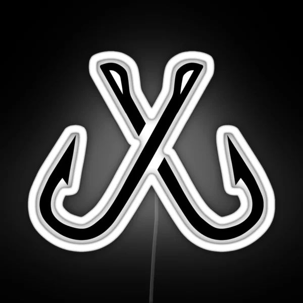 Crossed Fishing Hooks RGB Neon Sign