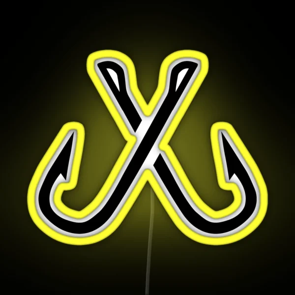 Crossed Fishing Hooks RGB Neon Sign