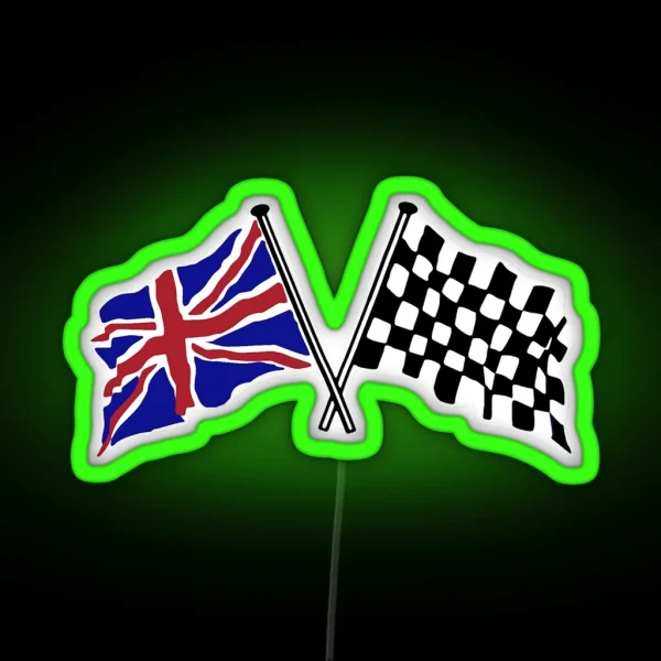 Crossed Flags Racing And Great Britain RGB Neon Sign