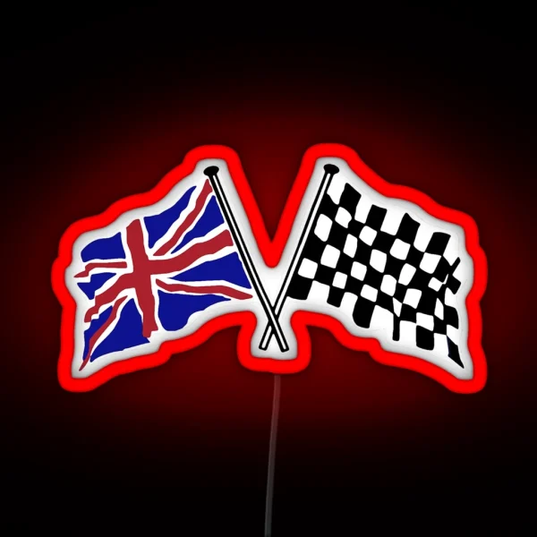 Crossed Flags Racing And Great Britain RGB Neon Sign