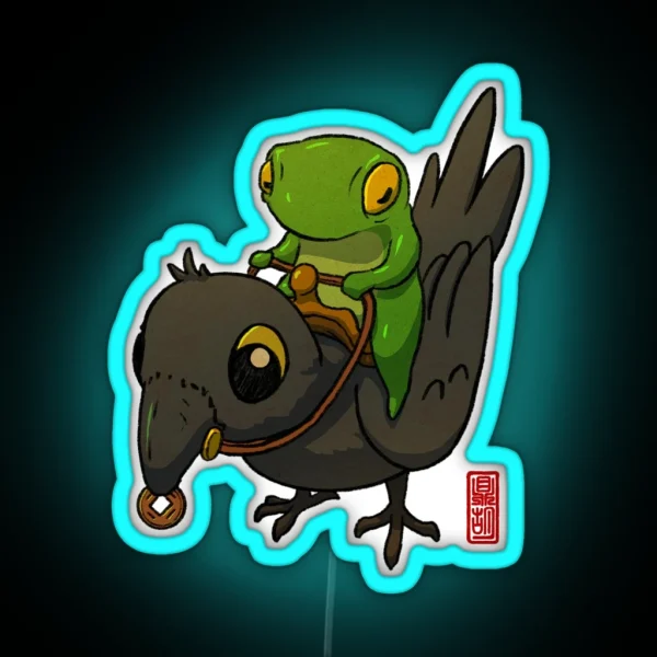 Crow Rider Frog RGB Neon Sign