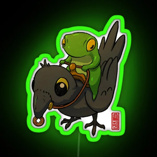 Crow Rider Frog RGB Neon Sign