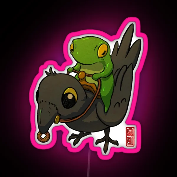 Crow Rider Frog RGB Neon Sign