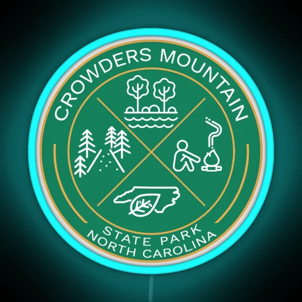 Crowders Mountain State Park Heraldic Logo RGB Neon Sign
