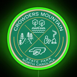 Crowders Mountain State Park Heraldic Logo RGB Neon Sign