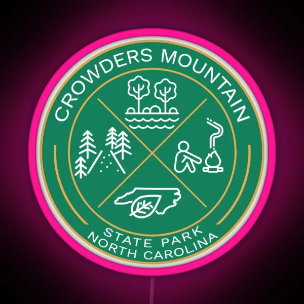 Crowders Mountain State Park Heraldic Logo RGB Neon Sign