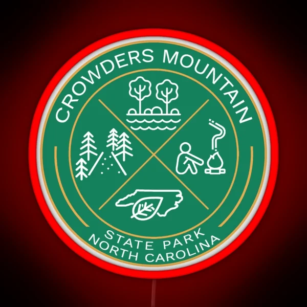 Crowders Mountain State Park Heraldic Logo RGB Neon Sign