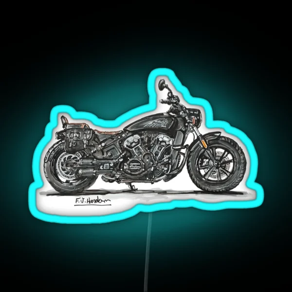 Cruiser Bobber Bike Motorcycle Black RGB Neon Sign
